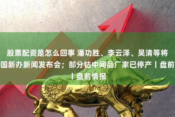 股票配资是怎么回事 潘功胜、李云泽、吴清等将出席国新办新闻发布会;部分钴中间品厂家已停产丨盘前情报